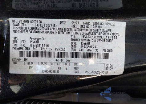 2014 Ford Focus S из США, поврежденный, VIN 1FADP3E22EL174155